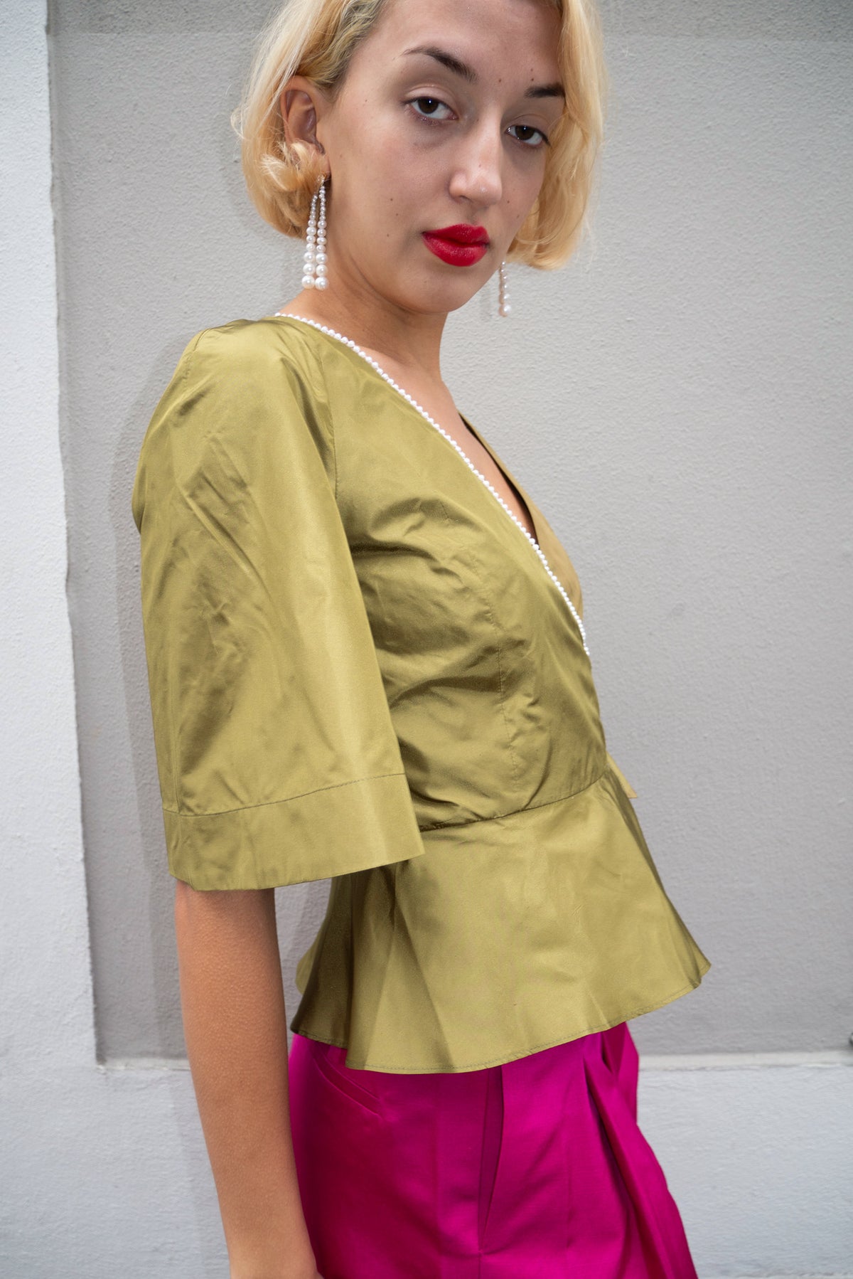 MR. LARKIN, Paloma Wrap Top, Olive