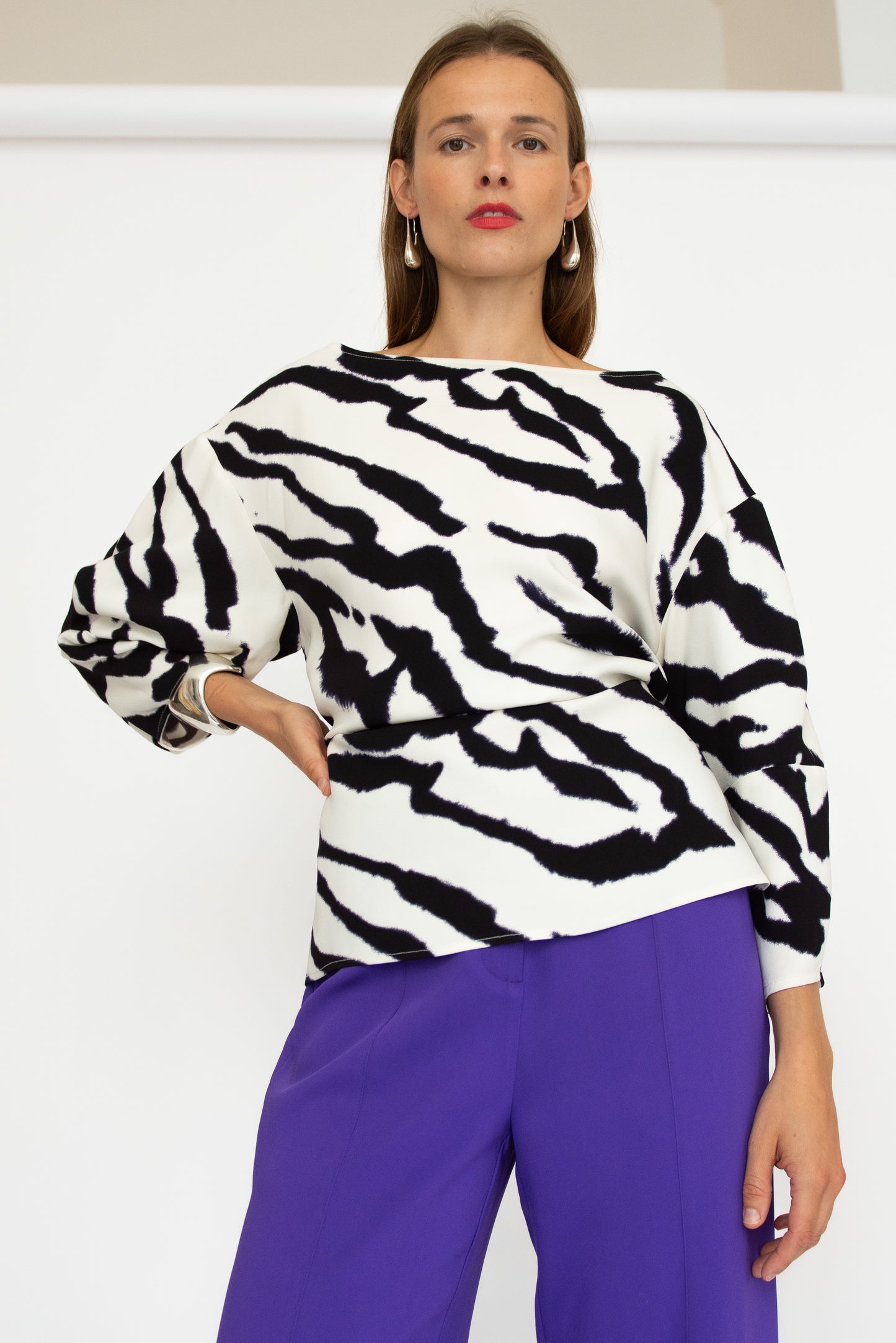 MR. LARKIN, Sloane Top, Zebra Ivory (Pre Order Ships by Sept 26th)
