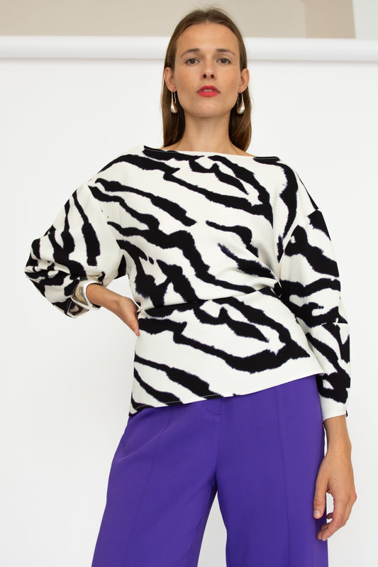 MR. LARKIN, Sloane Top, Zebra Ivory (Pre Order Ships by Sept 26th)