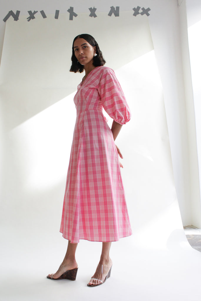 CARON CALLAHAN, Evan Dress, Pink Plaid