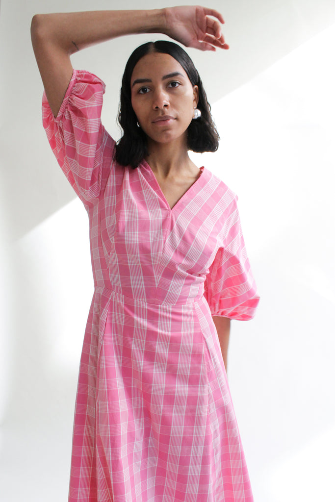 CARON CALLAHAN, Evan Dress, Pink Plaid