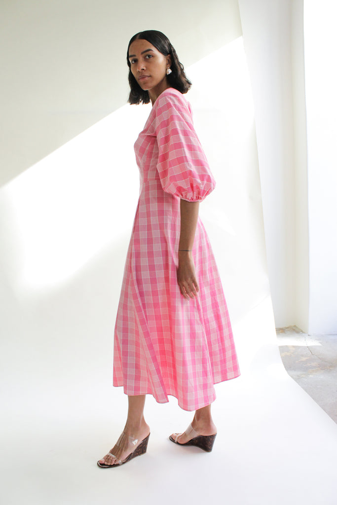 CARON CALLAHAN, Evan Dress, Pink Plaid