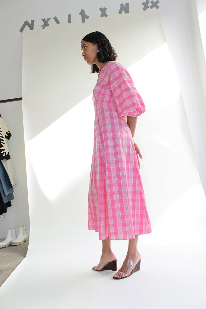 CARON CALLAHAN, Evan Dress, Pink Plaid