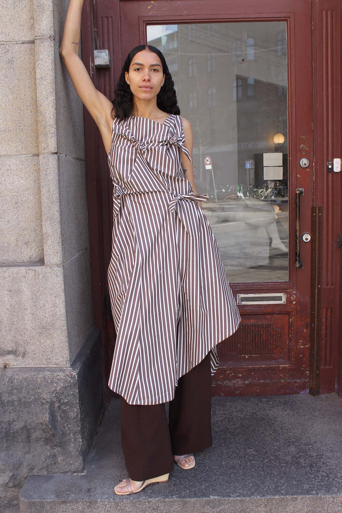 CHELSEA MAK, Tabea Stripe Dress, Brunette