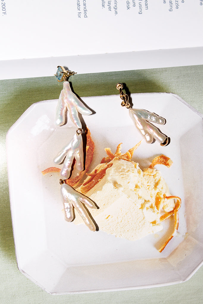 FARIS, Paw Drops Earrings, Gold/Topaz