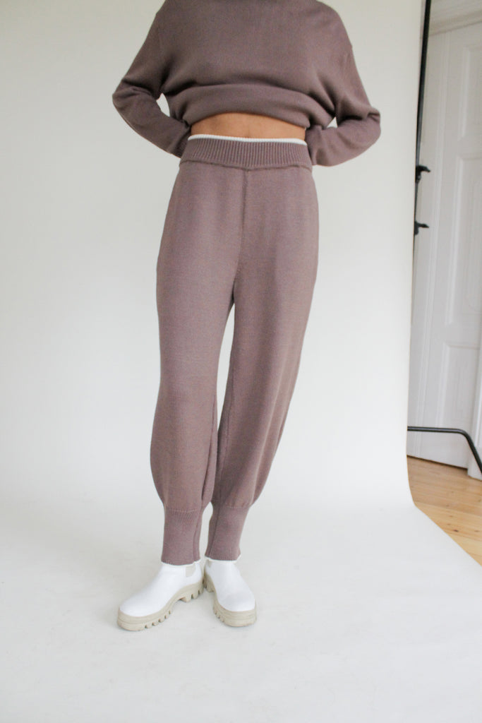 INSHADE, Knitted Sweatpants, Cocoa