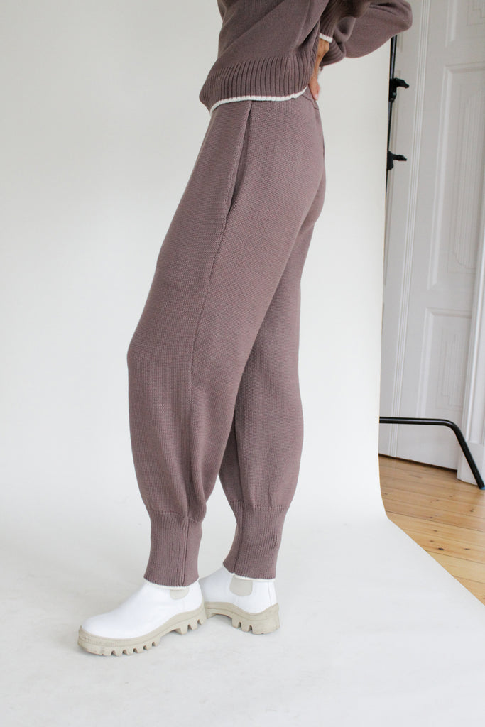 INSHADE, Knitted Sweatpants, Cocoa