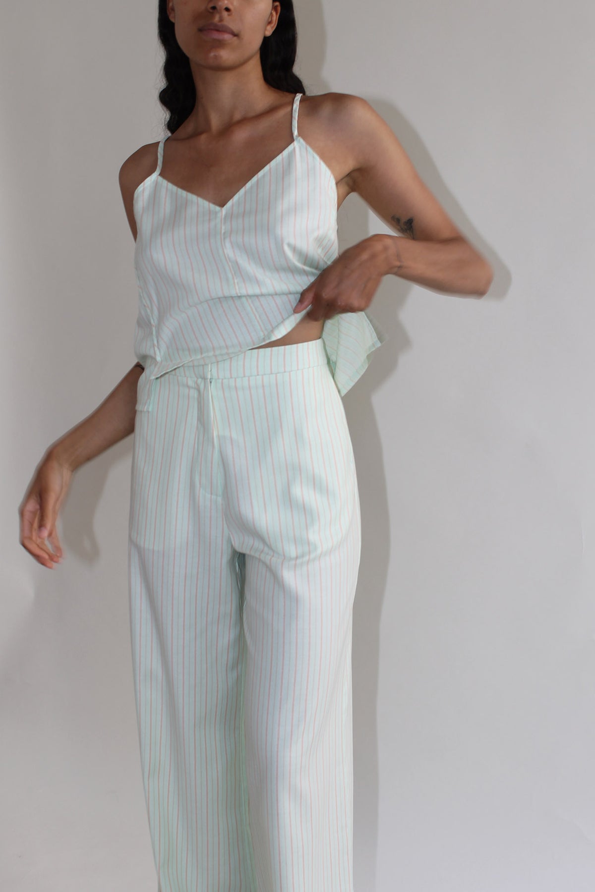 MR. LARKIN, Bea Pants, Mint Stripe