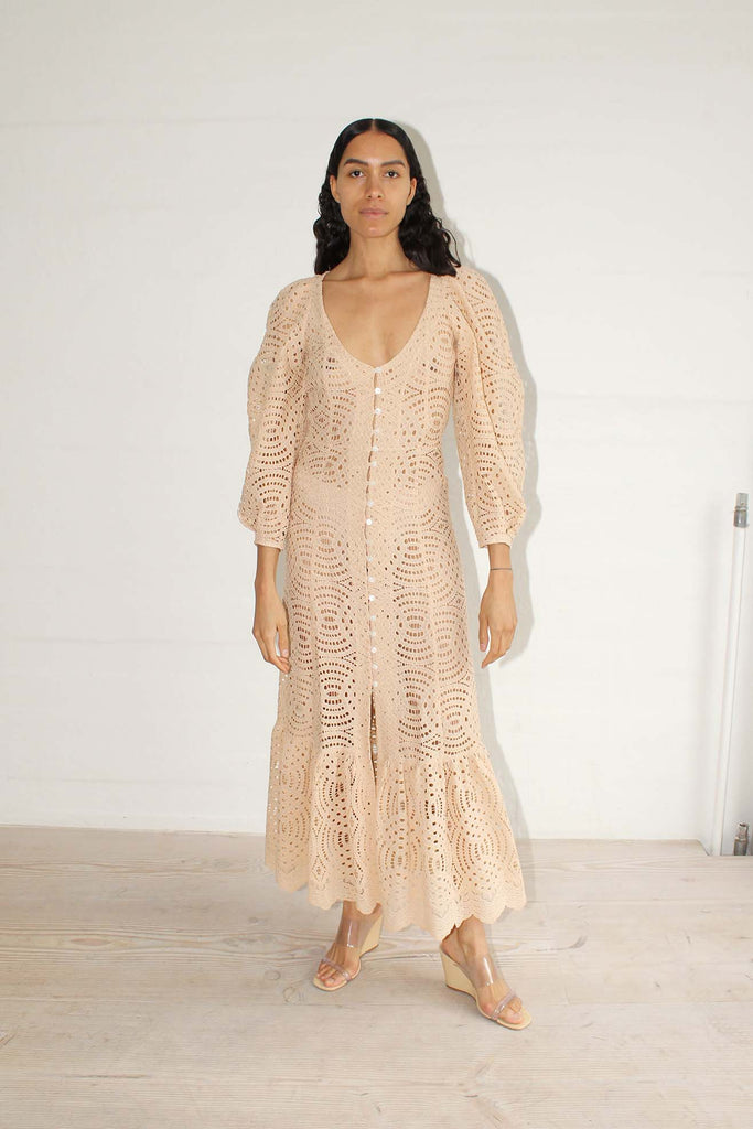 MR. LARKIN, Gemini Dress, Abstract Lace, Seashell