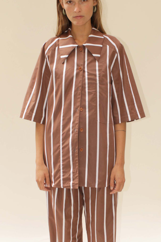 MR. LARKIN, Tallulah Shirt, Brown Stripe